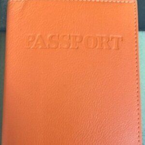 Orange Leather Passport Cover/Case